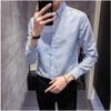 Nova Camisa Masculina de Manga Curta Verão Fina Estilo Coreano Slim Fit Sete-mangas Camisa Listrada Masculina Jovem Meia-manga
