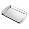 Plato de Acero Inoxidable 304 estilo coreano Bandeja Rectangular Dorada Plato Cuadrado de Cocina Hogar Comercial Horno Bandeja de Fondo Plano