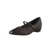 Zapatos Mary Jane de Piel de Cordero Invisibles para Aumentar la Altura 2026 Otoño Punta Redonda Piel Genuina Tacón Medio Piel Genuina Zapatos de una Sola Correa para el Trabajo Mujer
