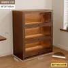 Librero a prueba de polvo de madera maciza integrado en la pared, gabinete de almacenamiento color nogal, gabinete de almacenamiento de pie, librero para el hogar