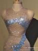Vestido Corto Brillante de Pedrería para Mujer Sexy Sin Mangas Malla Transparente Fiesta Celebración Cumpleaños Vestido Traje de Baile de Rendimiento