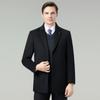 Ropa de Abrigo de Lana para Invierno 2025 para Hombres de Mediana Edad, Longitud Media, Forro de Plumón de Pato, Cuello de Traje, Abrigo de Lana Grueso de Doble Cara para Papá