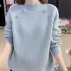 Suéter de Punto Suave y Acogedor Estilo Coreano para Mujer 2026 Nuevo Otoño/Invierno Estilo Perezoso Jersey de Punto Azul