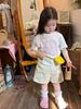Camiseta de Manga Corta para Niña 25 Verano Niños Dibujos Animados Estampado Camiseta para Bebé Niña Conjunto de Shorts Traje de Verano para Niña