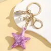 Creativo Vida Marina Colorido Halo Perla Estrella de Mar Llavero Colgante Lindo Colorido Estilo Océano Adorno de Estrella
