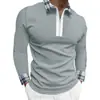 Camisa Polo de Manga Larga para Hombre Nueva de Primavera y Otoño Color Sólido Estampado 3D Casual para Exteriores Transpirable con Cremallera