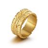 Haoyi, nuevo diseño de nicho personalizado europeo y americano, anillo de acero inoxidable con plumas de moda simple de acero de titanio, joyería al por mayor