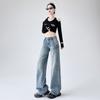 2025 Jeans Retro Estilo Americano Cintura Baja para Mujer Pantalones Rectos Estrechos Holgados Ajustados Pantalones Largos Azules Pantalones Largos
