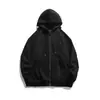 Sudadera con capucha negra simple coreana Chaqueta cárdigan con cremallera para mujer Otoño e Invierno 2025 Informal Holgada Versátil Sudadera con capucha
