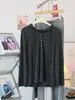 Suéter de Tricô com Capuz e Botões para Mulheres, Primavera e Outono, Fino e Caimento Solto, Casual, Emagrecedor, Fluido, Blusa Moletom Casual
