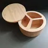 Pote de Sal de Bambu Mais Vendido na Amazon Transfronteiriço Garrafa de Condimento para Cozinha Suprimentos de Cozinha Caixa Redonda de Condimento de Bambu