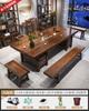 Mesa de té y silla de madera maciza de gran tamaño, conjunto uno en uno, cinco sillas, nueva mesa de centro china para el hogar, mesa de té de oficina de una pieza