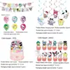 Decorações de festa de aniversário Amazon tk, louça descartável, gato kt, Kuromi, Sanrio, faixa de bandeirinhas, topo de bolo