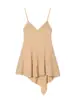 Verano 2026 Nuevo Estilo Moda Europea y Americana Simple Cuadros Encaje Vestido Corto Irregular Falda de Tirantes Sexy