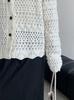 Cárdigan de Ganchillo Tejido con Encaje Calado Estilo Coreano Taochuan Chaqueta Suéter de Botones Individuales Ou129-1