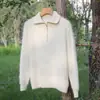 Novo Suéter de Malha Feminino 100% Caxemira Pura Outono/Inverno, Gola Alta, Pulôver com Meio Zíper, Caimento Solto, Emagrecimento, Suéter Grosso