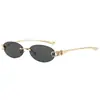 Gafas lisas sin montura de óvalo pequeño con hilo dorado de alta gama, estilo coreano, popular en internet, montura de gafas sin montura decorativa estética natural y pura