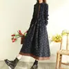 Foto Real de Roupas Femininas Primavera e Outono 2026, Vestido Longo Estilo Retrô com Acabamento em Renda Floral, Ajuste na Cintura, Emagrecimento, Caimento Solto, Tamanho Grande