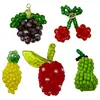Frutas artificiais frescas coloridas cereja de cristal uva DIY brincos tecidos com miçangas, colares, acessórios de chave