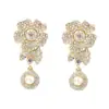 ZA Brincos Pendentes Florais Full Diamond Retro de Moda de Luxo de Alto Padrão Simples Versátil Personalidade Exquisitos para Mulheres