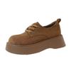Sapatos Populares Femininos com Aumento de Altura de 5cm, Mocassins com Bico Largo para Mulheres, Novos Sapatos Birkenstock de Plataforma com Cadarço de Solado Espesso para a Primavera de 2025