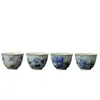 (Oferta especial) Tetera de Estilo Antiguo Tianqing Ru Kiln con Esmalte Craquelado y Tapa de Tres Piezas, Taza Maestra de Cerámica Azul y Blanca Taza de Degustación