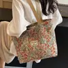 Bolso de Mano Floral de Gran Capacidad 2025 Nuevo Bolso Tote de Hombro Bolso de Lona Creativo Lindo Bolso Ins para el Almuerzo