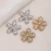 Design de Luxo Leve de Alta Qualidade Pingente de Flor de Cinco Folhas com Efeito Degradê e Gotejamento de Óleo Cravejado de Diamantes Acessórios de Joias de Flor em Aço Titânio para Colar DIY