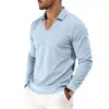 Europeu e Americano Transfronteiriço Peso Pesado Primavera e Outono Masculino Casual Gola Lapela Decote V Profundo Tendência Deslocamento Esportes Manga Longa POLO Moletom Atacado