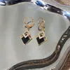 Brinco de Argola com Diamante Negro para Mulheres Design de Nicho de Alta Qualidade Luxo Leve Brinco Pendente Moda Personalidade Elegante Brincos de Prata Esterlina