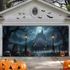 Nova faixa de porta de garagem de Halloween de terror transfronteiriça, cobertura de porta de fundo pendurada extragrande, decoração assustadora para festa de fantasmas