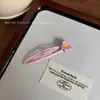 Dulce pasador BB de una línea con flores de colores contrastantes, adecuado para el cabello de las niñas, lindo y suave, pinza para fleco lateral