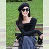 Atacado Transfronteiriço Roupa Íntima Roupas de Primavera Roupa Estilo Coreano Tops Preto Decote Quadrado Ombro a Ombro Camiseta Básica Roupa Íntima para Mulheres