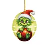 Decoração de Natal Grinch Elfo Verde Pingente de Árvore de Natal Decoração de Casa Sinal Plano de Acrílico Pendurado