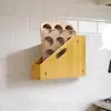 Caja de Almacenamiento de Bambú, Caja de Almacenamiento de Utensilios de Cocina de Bambú para Montar en la Pared, Caja Organizadora Portátil para Artículos Varios, Caja de Almacenamiento de Bambú