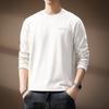 Camiseta de Manga Larga Retro Simple con Bordado de Letras de Alto Nivel Estilo Japonés para Hombre, Nueva Camiseta Básica Casual Holgada de Color Sólido para Otoño
