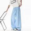 Pantalones casuales de pierna ancha para hombre, largos y holgados, transpirables, finos, seda de hielo, pantalones de verano 190, dopamina