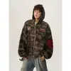 Sudadera con capucha con cremallera de marca moderna estilo americano, estilo pareja, moda urbana, fresca y casual, corte holgado, camuflaje, chaqueta con cremallera vintage