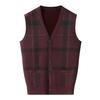 Uma geração de homens de meia-idade e idosos Jacquard colete outono e inverno tricotado grande tamanho V-neck solto cardigan colete