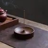 Portaincienso de Madera Maciza de Nogal Negro Norteamericano para Uso en el Hogar, Base Redonda Hecha a Mano para Quemador de Incienso de Ceremonia del Té, Bandeja de Madera de Ágar