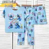 Pijama de Verano para Niños Conjunto de Tres Piezas con Camiseta de Manga Corta, Shorts y Pantalones Largos para Niños y Niñas Ropa de Casa de Dibujos Animados para Niños Pequeños y Medianos Estilo de Dibujos Animados