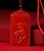 Colgante de Cinnabar Crudo Animal Guardián de los Doce Zodíaco Rojo Dorado Imperial Arena Roja Año del Zodíaco Colgante de Collar Venta al por Mayor Dropshipping
