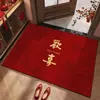 Felpudo de entrada para decoración de habitación de bodas, felpudo festivo rojo para entrada del hogar, alfombra antideslizante de alta calidad para el umbral