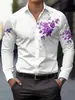Camisa Masculina de Manga Longa para Comércio Exterior 2026 Novo Estilo Amazon Masculina Europeia Estampa Floral Gola Lapela Manga Longa