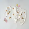 Conjunto de ropa interior de algodón puro para bebé, conjunto de ropa de otoño para bebé sin costuras Clase A con botones de presión, conjunto de tiro alto con entrepierna abierta, ropa de otoño y pantalones para niños
