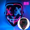 Máscara Brilhante de Halloween Luz Fria Rosto de Fantasma Barra de LED Festa Dança Preto em V Vingança Adereço de Terror