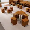 Cafetería y Tienda de Té con Leche Retro, Juego de Mesa y Sillas para Restaurante Occidental, Restaurante Sencillo de Comedor y Comida Ligera Estilo Vintage, Cabina de Panadería y Taburetes