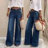 Bestseller Transfronterizo de Amazon 2026: Pantalones vaqueros de pierna ancha, acampanados, de tiro alto con detalle de hebilla metálica y piernas anchas para mujer