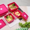 Caja cuadrada de plástico para conservación de alimentos al por mayor transfronteriza, grado alimenticio, sellada para refrigerador, tarro para snacks, lonchera, lonchera, apta para microondas