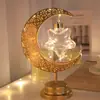 Lámpara de Luna y Estrella de Arte de Hierro Modelo Nuevo Transfronteriza, Lámpara Decorativa de Ambiente Giratoria, Lámpara de Mesa, Adorno y Luz Decorativa